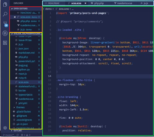 Un image de l'apparence de Visual Studio Code